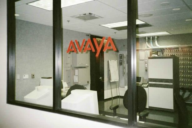 Avaya.  Window lettering adds an element of design to the interior of your office. 
